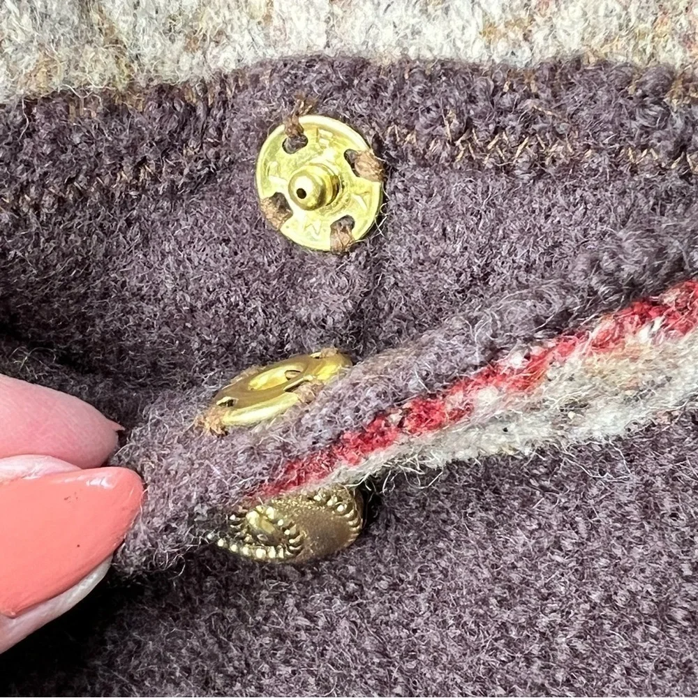 RARE EDDIE BAUER Brown Wool Blend Shoulder Tote Bag Leather Braided Straps - Picture 8 of 16